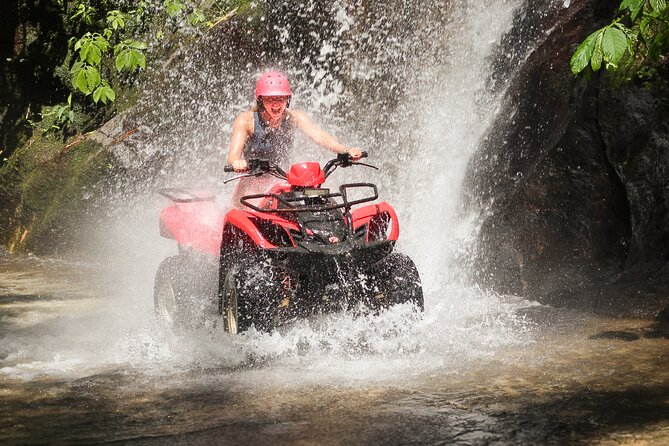 ATV Quad Bike Kuber Through Waterfall, Tunnel And Rice Field - Tunnels add a quick change of mood