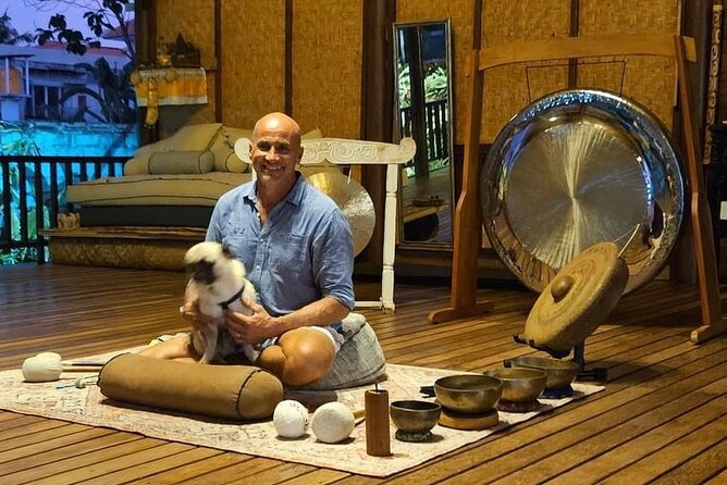 Gong Sound Healing on Nusa Lembongan, Bali - The instruments: one large gong, smaller gongs, and Himalayan bowls