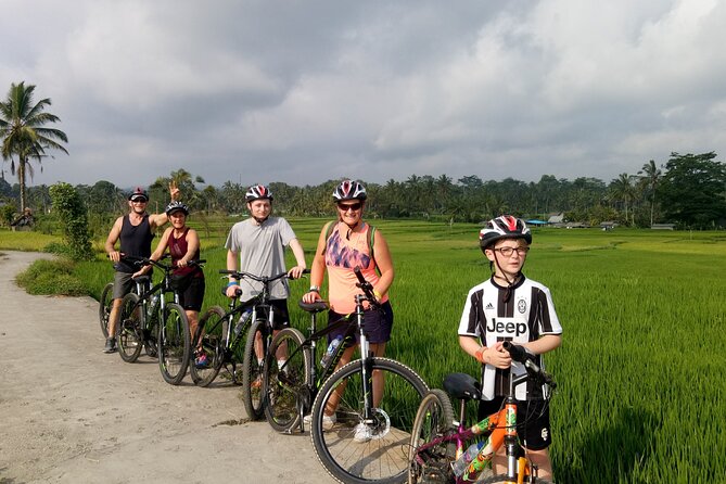 Private Ubud Downhill Cycling with Volcano, Rice Paddies & Meal - Choosing your bicycle at Pura Dalem Pukuh