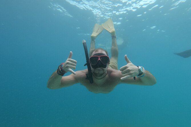 Snorkeling with turtle and statue in Gilis - What the glass-bottom boat adds