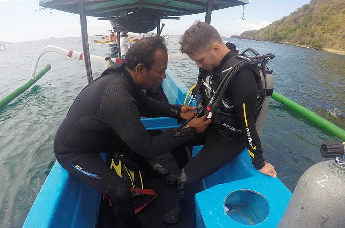 Try Scuba Diving at Padang Bai - Lunch, water, and the useful pause at 1:00 PM